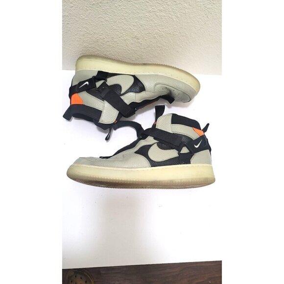 Nike Air Force 1 Mid Utility Sneakers Size 14 Light Grey/Black/Orange Leather & - Picture 1 of 12
